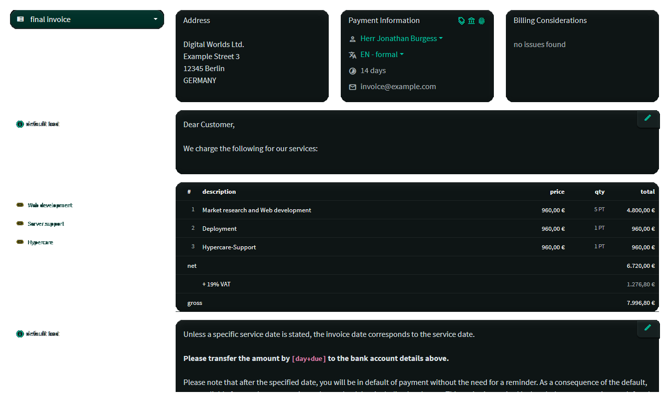 Invoice Editor with Line Items & Predictions